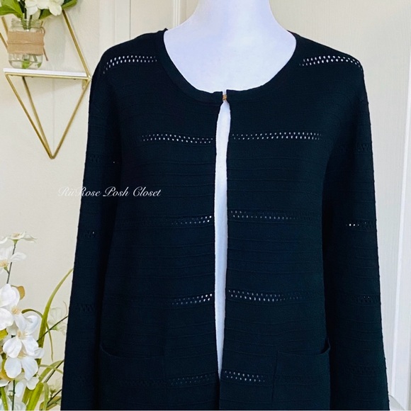 NWT Ava Paige Perforated Open Front Clasp Cardigan - Picture 3 of 6
